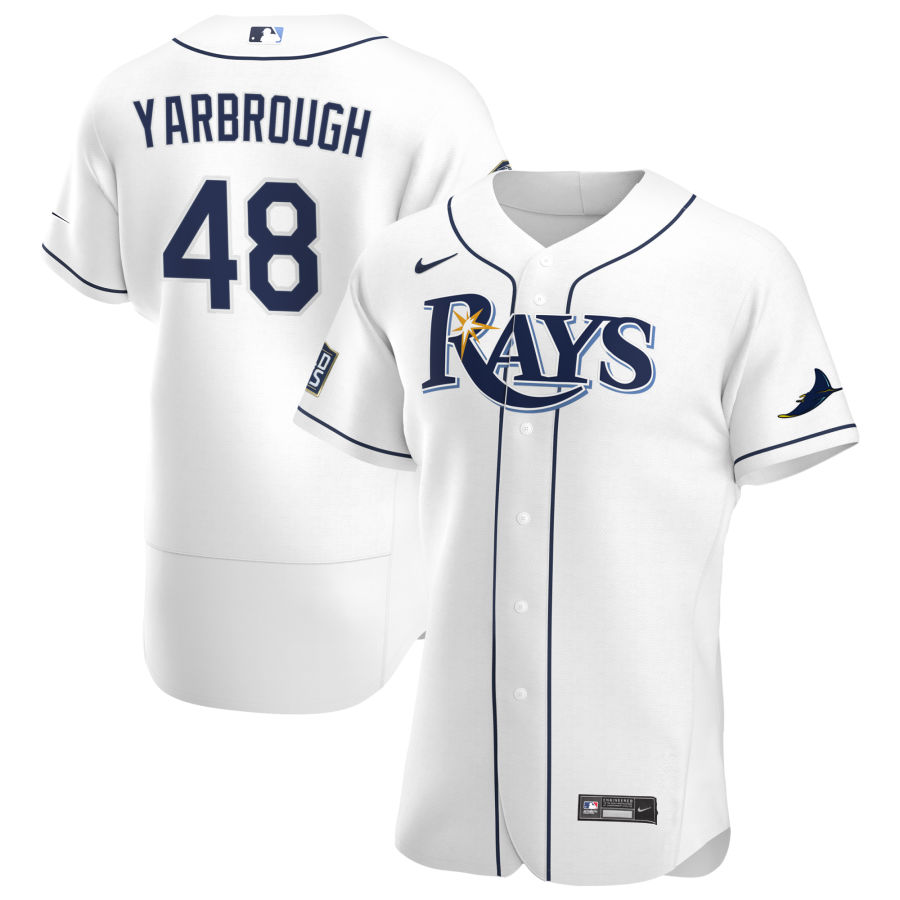 Tampa Bay Rays #48 Ryan Yarbrough Men Nike White Home 2020 World Series Bound Authentic Player MLB Jersey